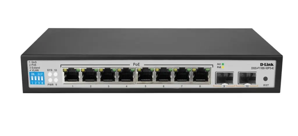 D-Link 10-port Gigabit Smart Managed 250m PoE (96W) Switch with 2-port Gigabit Uplinks