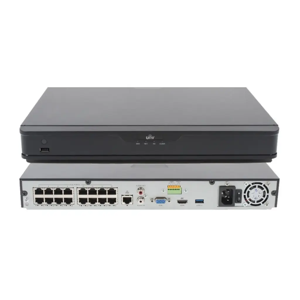 جهاز تسجيل يوني فيو NVR بـ 16 قناة PoE دقة 4K - موديل NVR302-16S2-P16 | أداء مؤسسي فائق