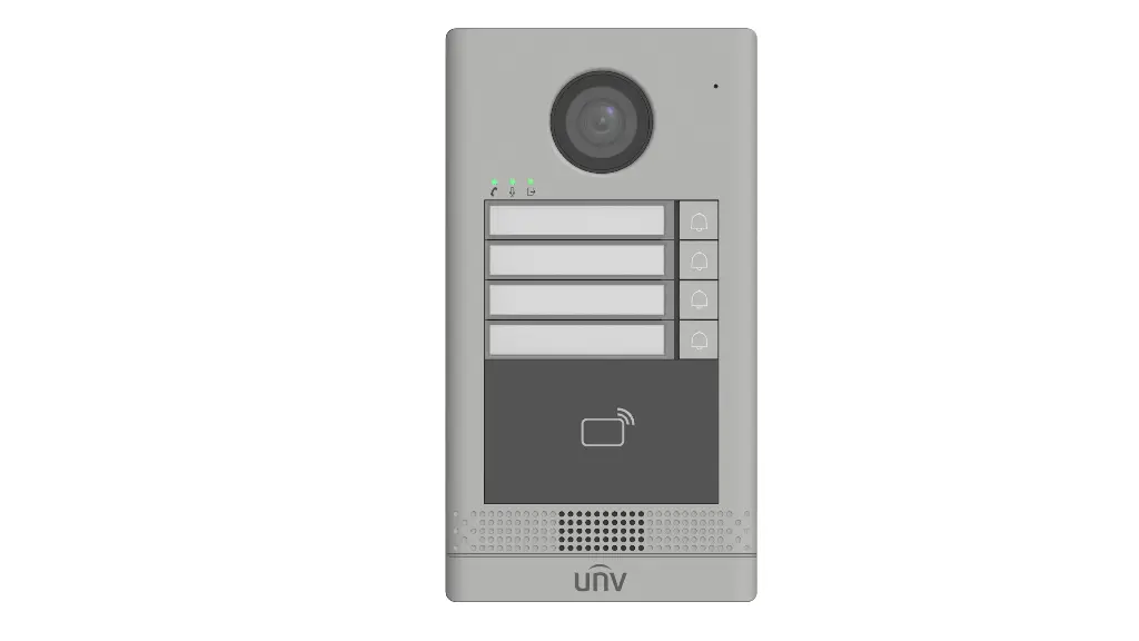 Uniview 4-Button Intercom, 4-Apartment Door Station, IP Intercom OEU-202S-HMK4, 4-Way Video Intercom Egypt, Multi-tenant IP Intercom.