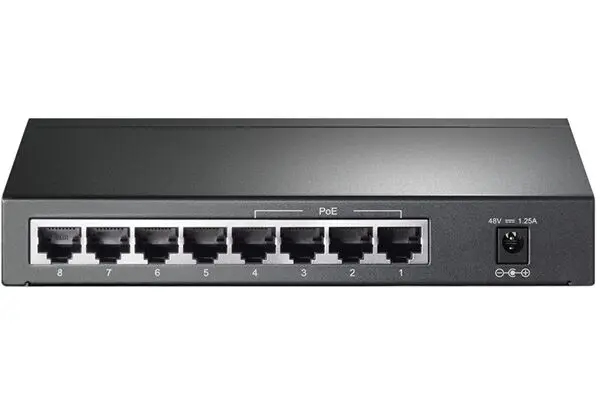 سويتش تي بي لينك 8 مخرج جيجابت (4 منافذ PoE) - موديل TL-SG1008P | سرعة فائقة وتغذية ذكية للكاميرات