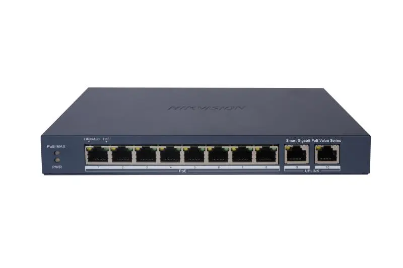 Hikvision DS-3E1510P-EIM 10-Port Smart Managed Gigabit PoE Switch | 8 PoE + 2 SFP Ports & Remote Management