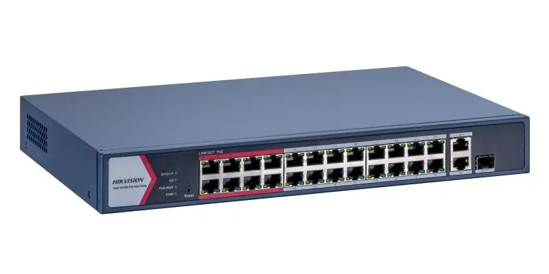 Hikvision DS-3E1326P-EIM 26-Port Smart Managed PoE Switch | 24 PoE Ports & Remote Control via Hik-Connect & 370W