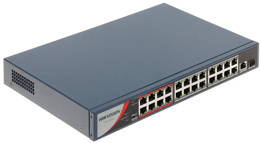 Hikvision DS-3E0326P-EM 26-Port PoE Switch | 24 PoE + 2 Gigabit Combo Uplink & 250m Long Range