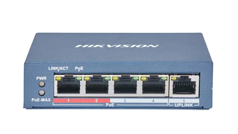 Hikvision DS-3E0105P-E(B) 5-Port PoE Switch | 4 PoE Ports + 1 Uplink & 60W Power Budget